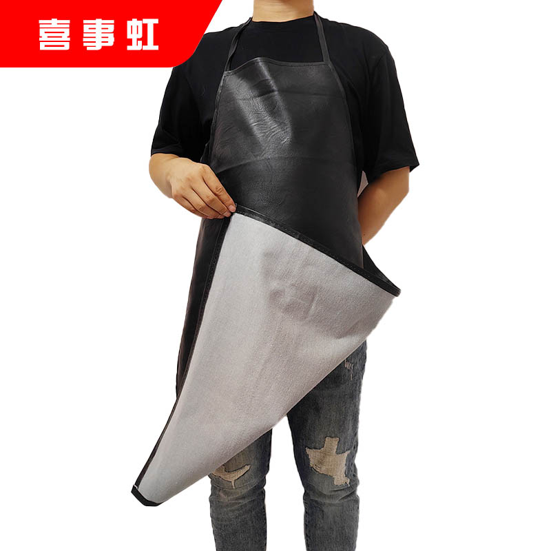 喜事虹 黑色防水pu皮革围裙 无袖均码 件高清大图