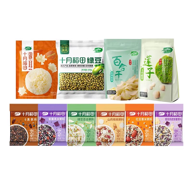 十月稻田一夏清凉礼盒1.55kg莲子绿豆银耳百合干山药核桃粥高清大图