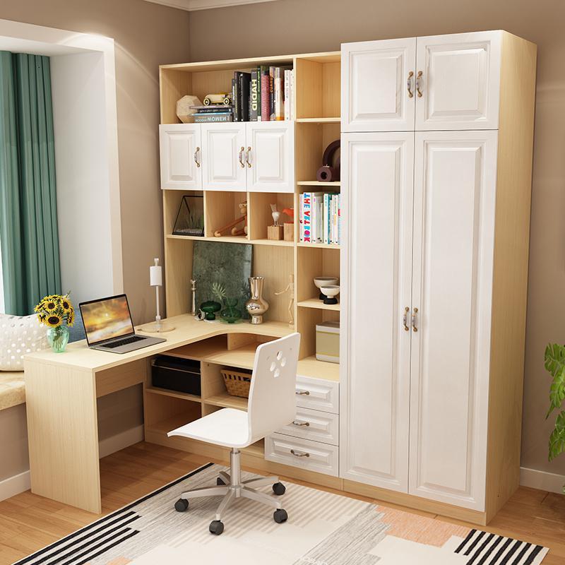 转角书桌书架衣柜书柜一体桌组合家用电脑桌多功能桌子定制柜定制视频