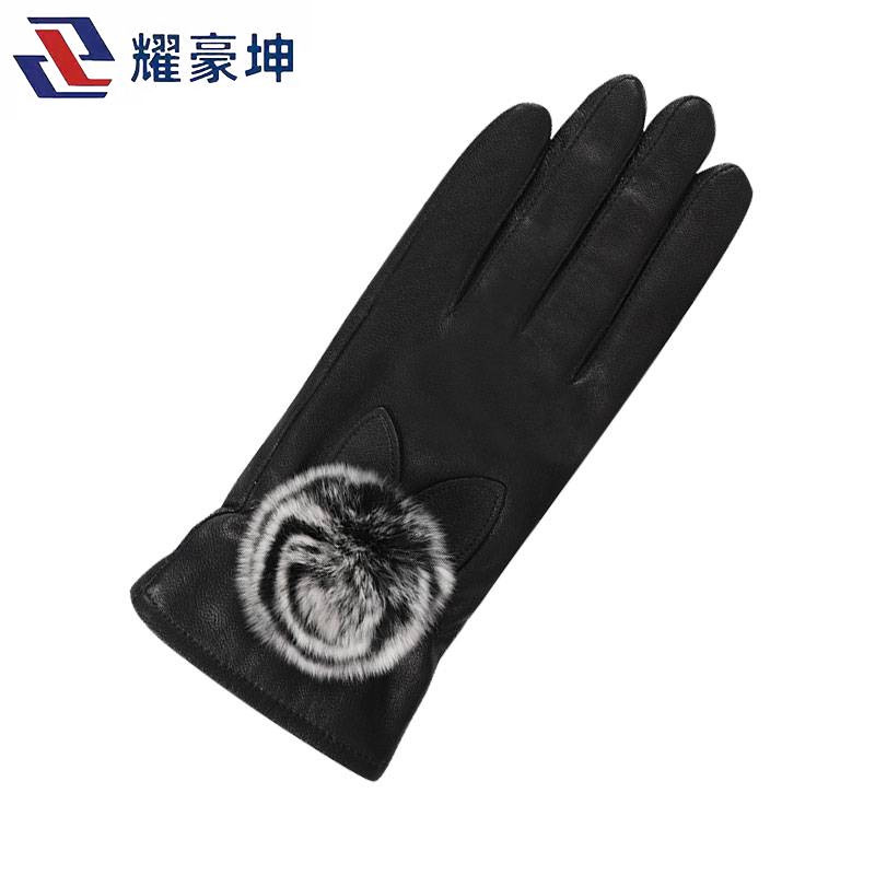 耀豪坤 触屏加绒整皮羊皮手套D17T/副高清大图