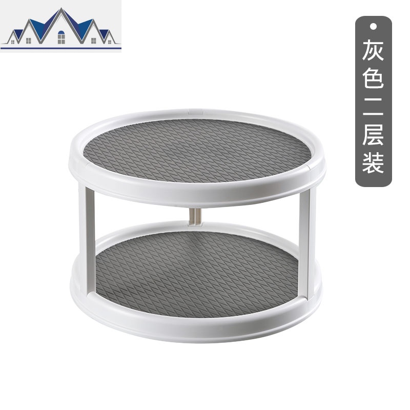 多功能可旋转置物架多层厨房调料架台面收纳调味品双层转盘圆形 三维工匠高清大图
