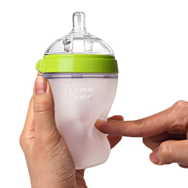 可么多么 (COMOTOMO) 新生儿婴儿 宽口径硅胶断奶奶瓶奶嘴 原装进口250ml绿 自带3滴奶嘴