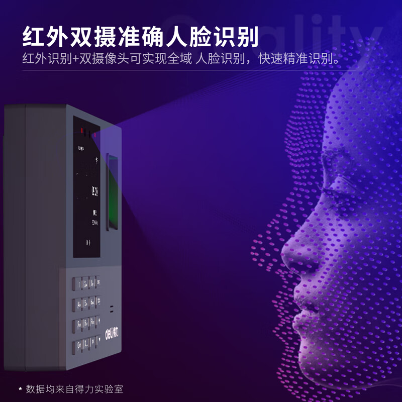 得力 13888S 指纹人脸考勤机 银灰色 台高清大图