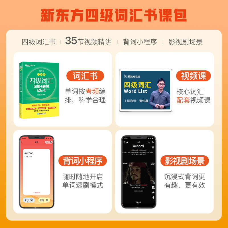 四级听力强化训练600题 [正版]四级英语词汇单词书 备考2023年12月四级词汇词根+联想记忆法乱序版 四六级考试英语高清大图