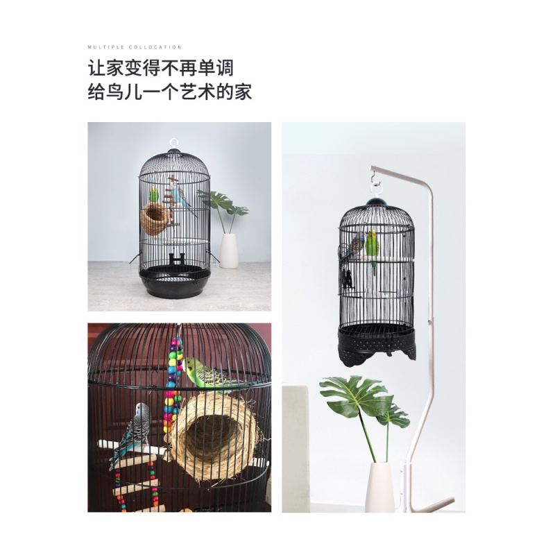 玄凤绣眼珍珠鸟文鸟绣眼靛颏圆笼虎皮鹦鹉鸟笼豪华大号金属繁殖笼高清大图