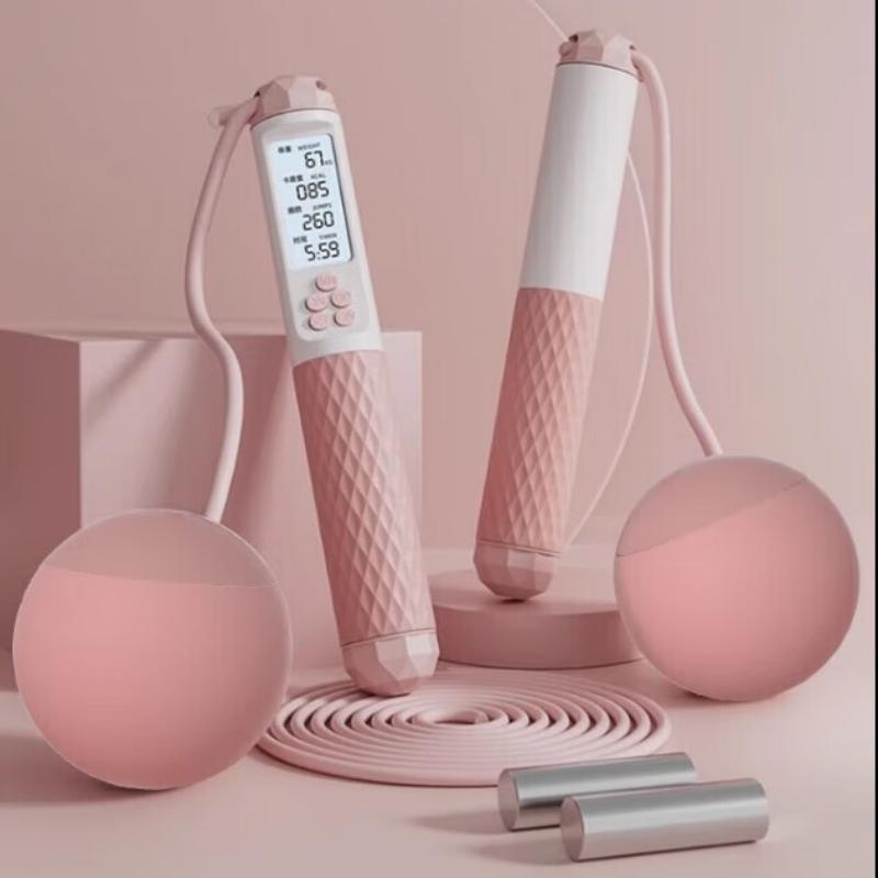 佑美计数跳绳(无绳硅胶球/带钢绳/带负重)TS50粉色