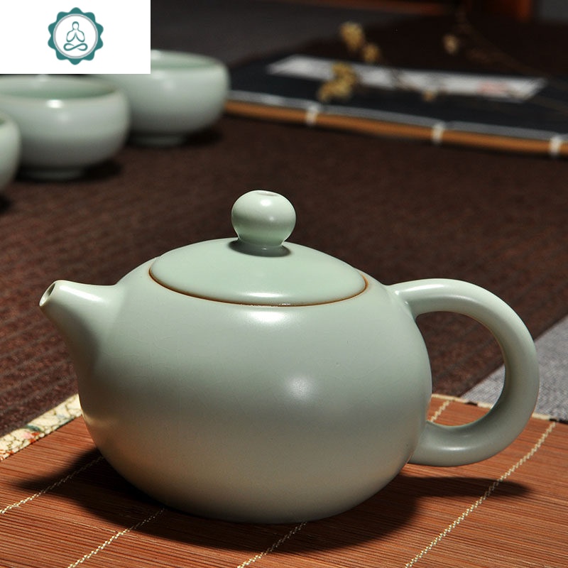 汝窑茶具茶壶天青单壶开片可养汝瓷陶瓷功夫家用茶道泡茶器 封后 S汝窑大盖碗(保证开片)