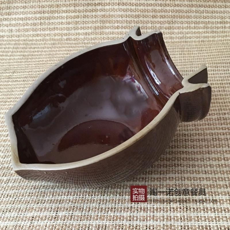 特小号长12CM*宽11CM(2个以上发 货) 农家乐怀旧餐具半瓦罐坛香肉餐具破罐子土砂瓦片碗土掉渣特色餐具