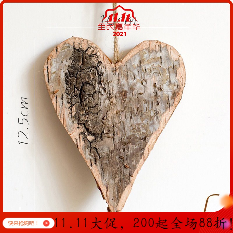 原木挂件树皮工艺品欧式花园圣诞吊饰创意猫头鹰松鼠麋鹿 L大柞木心_823