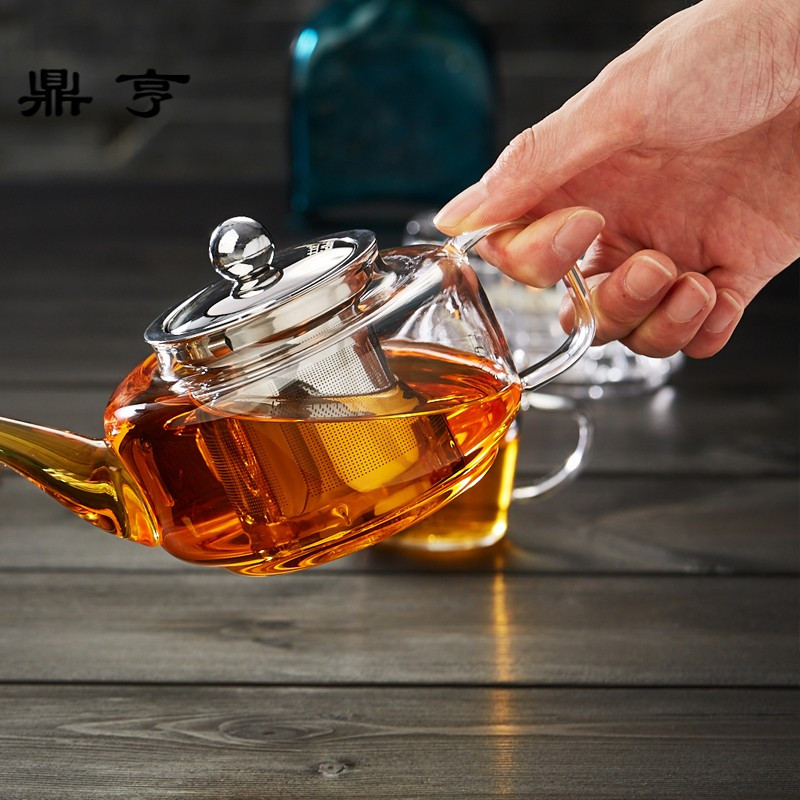 鼎亨玻璃茶壶耐热花茶壶不锈钢过滤家用泡茶器耐高温煮茶壶茶具