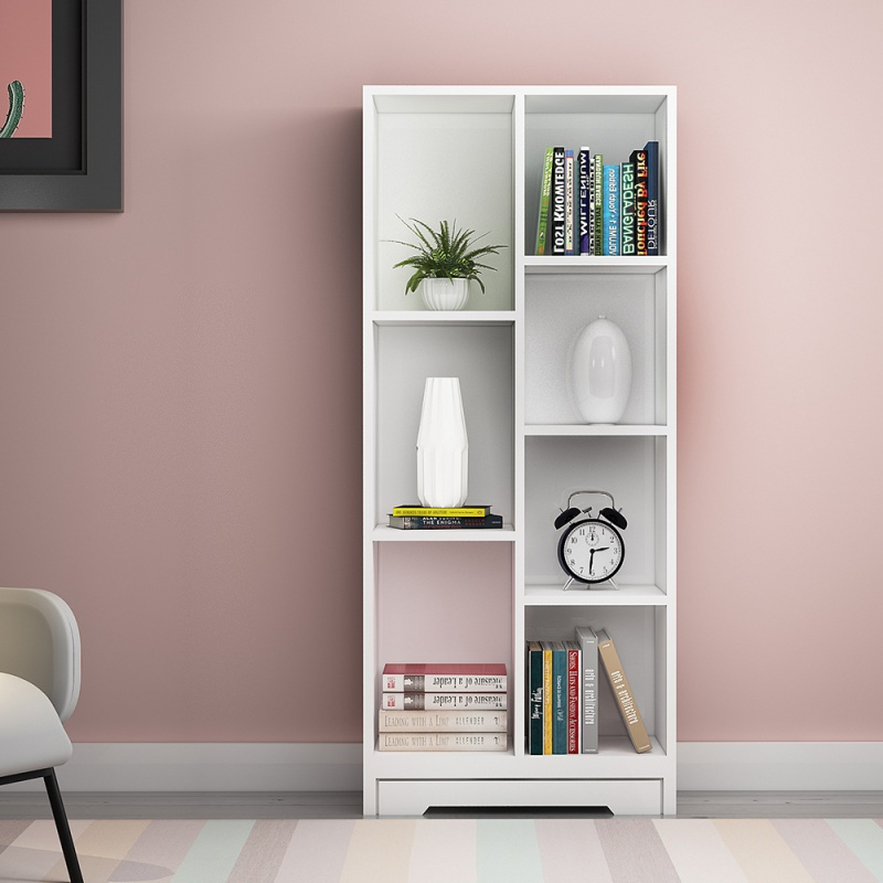 简易书架收纳置物架简约现代实木颗粒多层落地置物架子