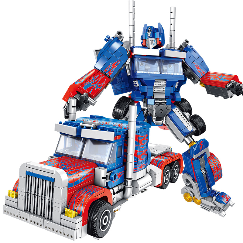 潘洛斯积木可直接变形积木金刚男孩拼装益智玩具大黄蜂擎天柱 917颗粒