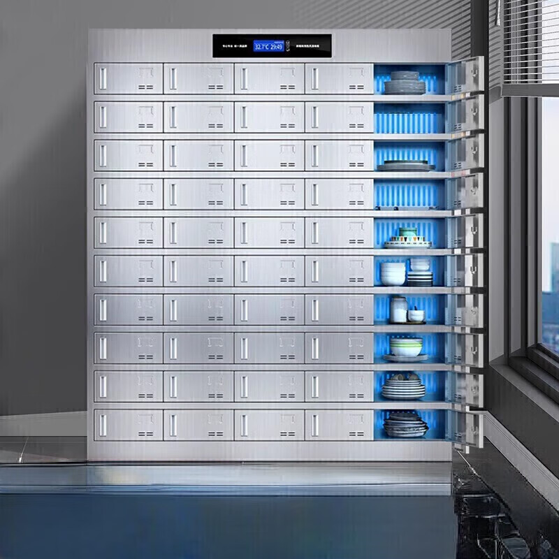 锦北不锈钢碗柜学校食堂餐具柜多门餐厅消毒餐盘柜50门碗柜201高清大图