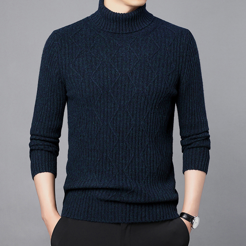 超厚过冬羊绒衫毛衣男纯山羊绒保暖男装品牌高领毛衣宽松针织衫男士