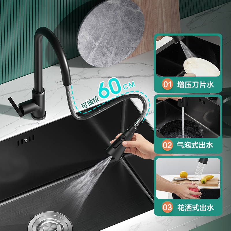 箭牌(ARROW) 厨盆水槽 304不锈钢纳米厨房水槽单槽 手工槽 洗菜盆洗碗池套餐AE5568271G高清大图