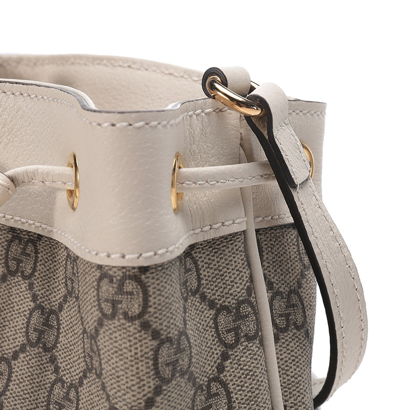 gucci古驰女士棕色ophidia系列高级人造帆布迷你水桶包单肩斜挎包