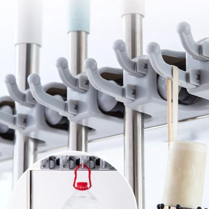 伟樽不锈钢拖把架单排5拖12钩67*50*122cm个高清大图