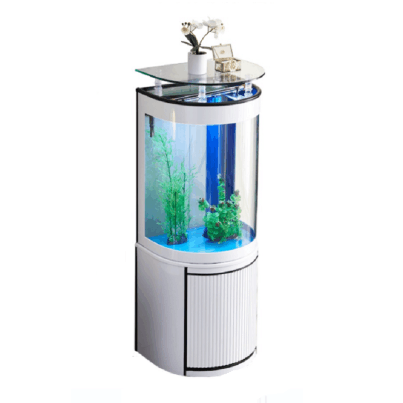 客厅小型落地家用半圆形玻璃水族箱生态免换水底滤立式靠墙圆柱形金鱼缸图片