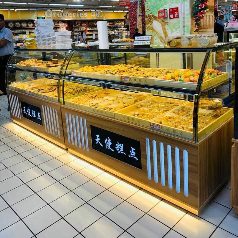 面包柜面包展示柜桃酥柜糕点柜中岛展示柜边柜玻璃商用实木饼干架