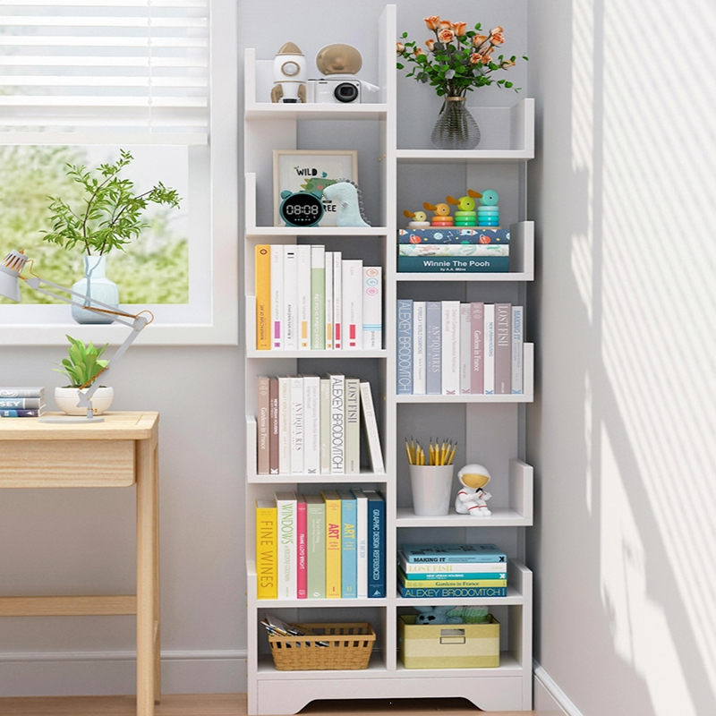 简易儿童书架闪电客靠墙落地小型网红置物架简约现代家用书柜家用收纳