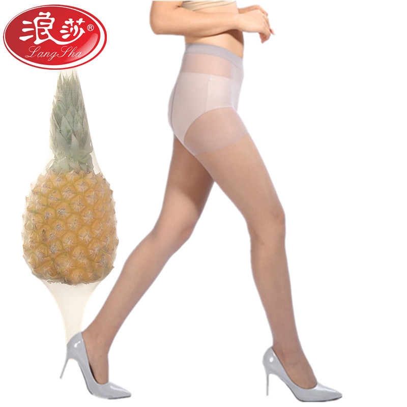 浪莎langsha女式丝袜子女士春夏薄款网红菠萝袜薄款随意剪防脱丝加裆打底连裤袜1双高清大图