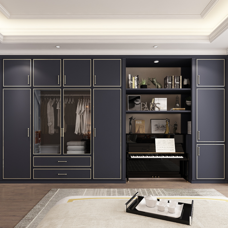 皮阿诺衣帽间轻奢 定制衣柜 玻璃门欧式卧室柜开放式整体家具定做定制