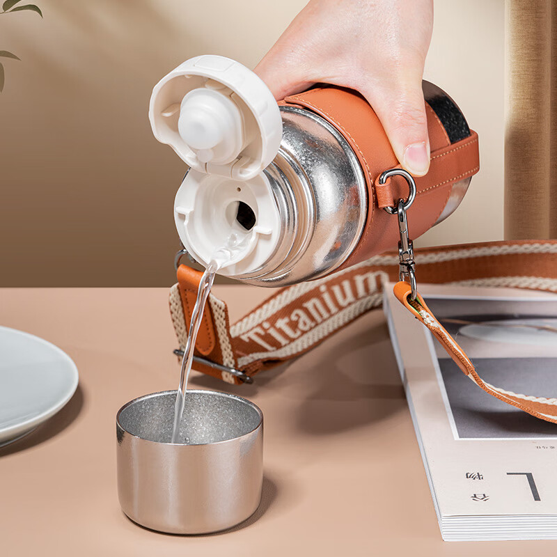 Debo德铂纯钛保温杯大容量焖茶杯办公室泡茶杯户外便携养生钛杯450ml DEP-889高清大图
