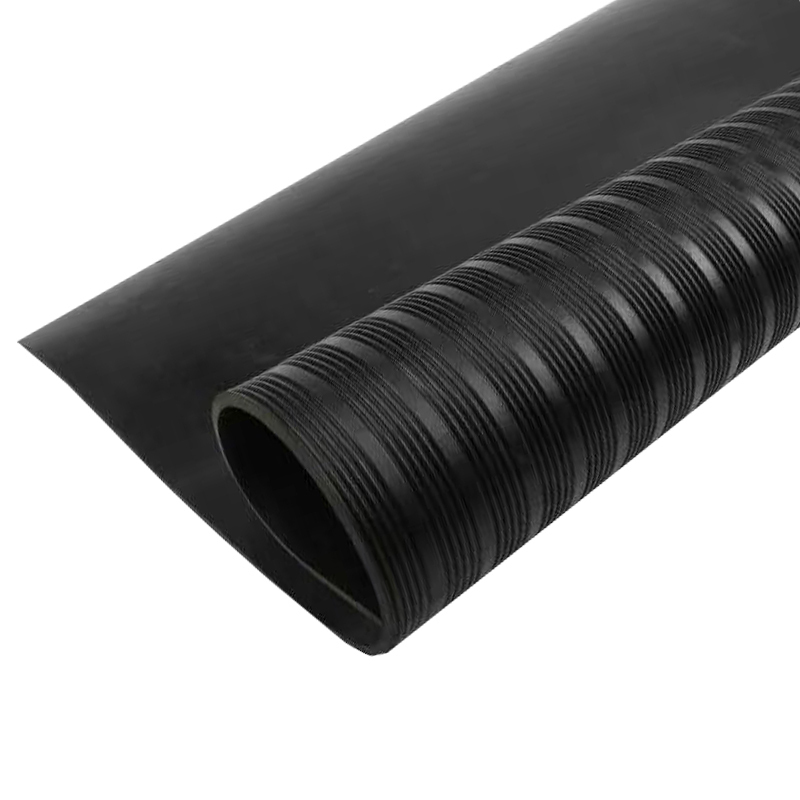 伟鹏双兴 条纹绝缘橡胶板防滑橡胶垫 1米*5米*5mm[黑色10kv]/卷高清大图