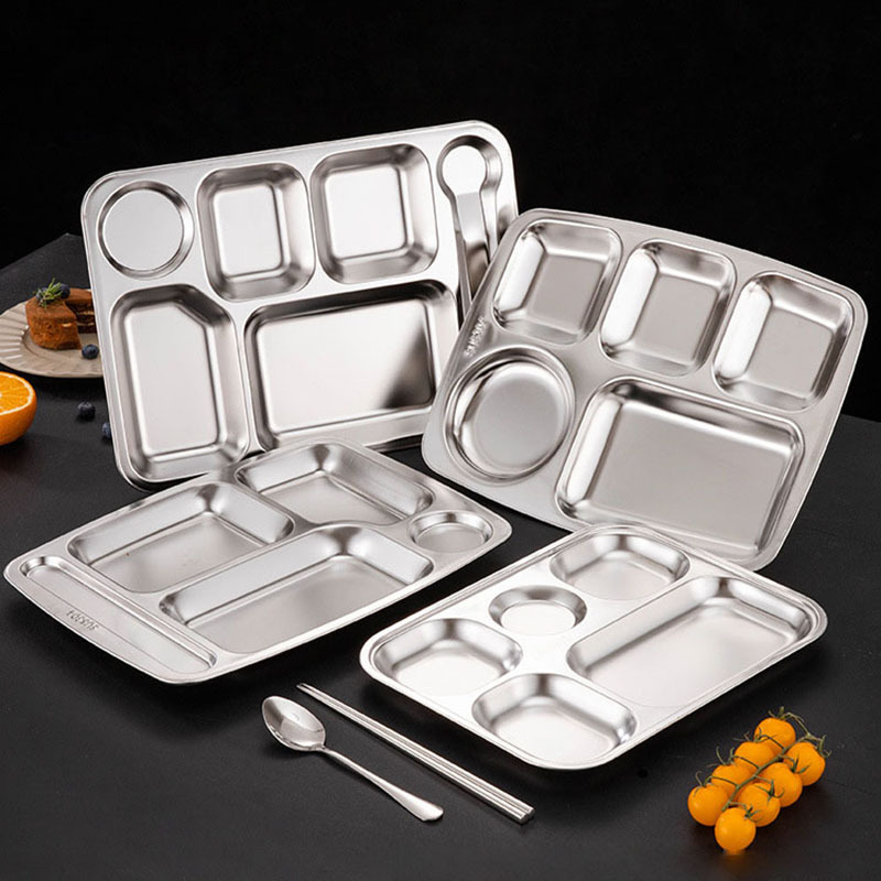 顺心优 不锈钢餐盘 新款大勺六格 201材质1.0厚/个高清大图