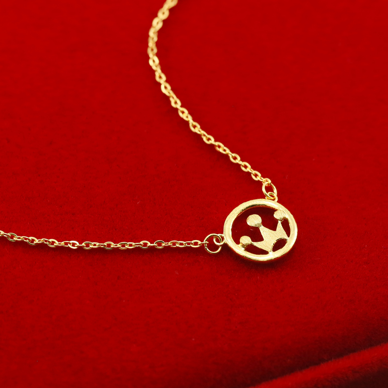 金地珠宝皇冠圆圈黄金套链足金9999金项链女款