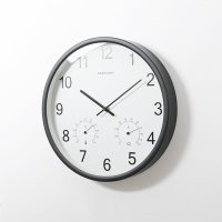 带温度计时钟 创意简约现代家用静音挂钟客厅卧室挂表石英钟圆形