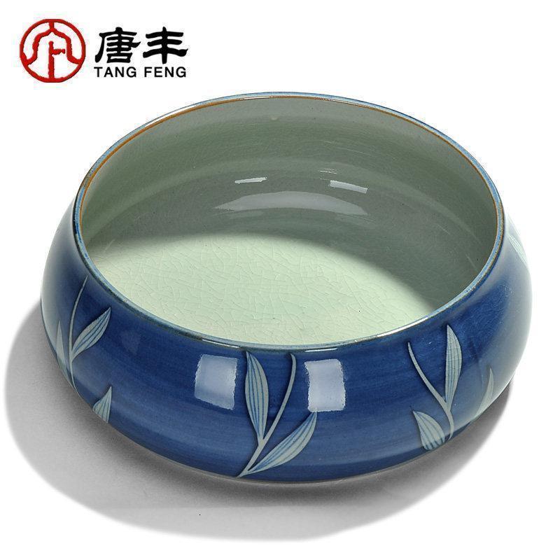 家柏饰(CORATED)大号仿古手绘青花陶瓷茶洗开片茶具茶道零配件杯洗水洗茶碗z高清大图