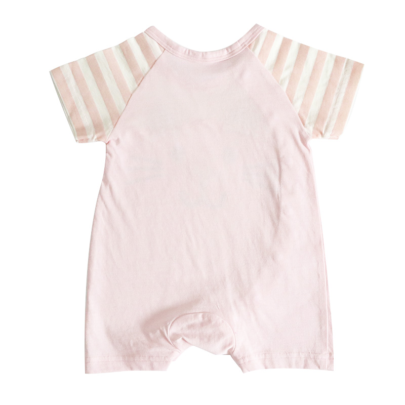 安笛贝乐婴儿纯棉短袖连体衣夏装薄款哈衣半袖爬服开裆睡衣0-1岁2女粉色宝宝衣服59-73cm高清大图
