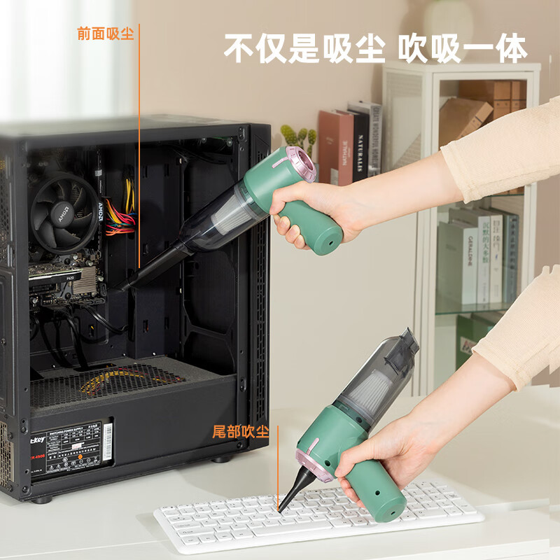得力TQ102大吸力桌面吸尘器 黑色便携无线长久续航 键盘汽车缝隙清洁器 主机清洁器 猫毛吸尘器