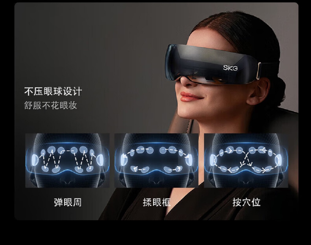 SKG眼部按摩仪 恒温热敷睡眠眼罩眼睛穴位分区按摩器蓝牙护眼仪 E3 2代 白色 尊享款