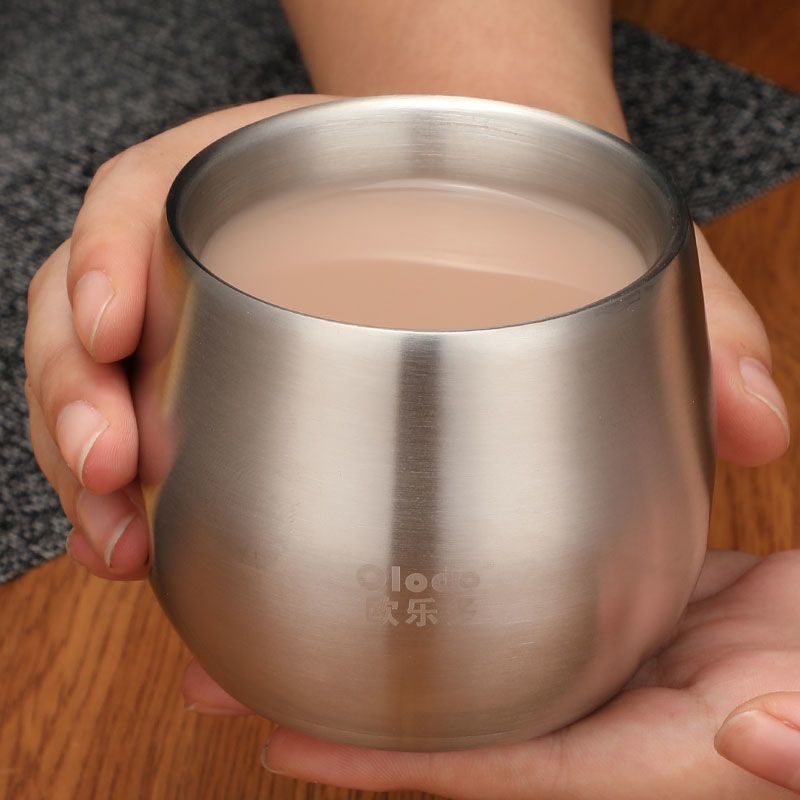 随手杯 欧乐多隔热防烫水杯 双层304不锈钢防摔杯子创意饮水杯便携儿童杯