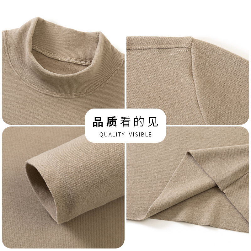 恒源祥男士德绒打底衫秋冬加厚保暖上衣半高领双面绒卫衣内搭t恤高清大图