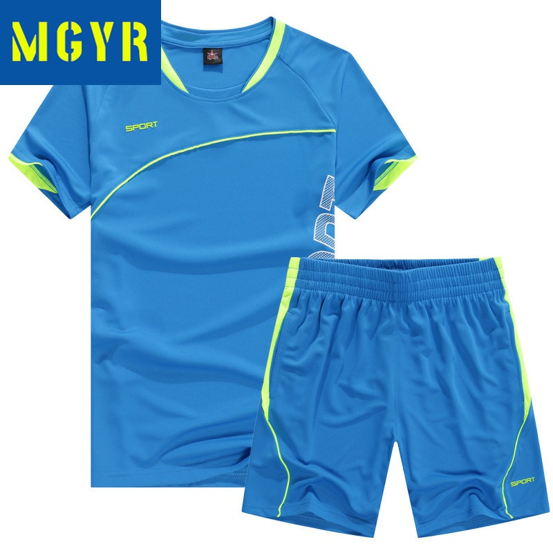mgyr夏季运动套装男青少年休闲跑步健身速干两件套运动服速干衣裤套装