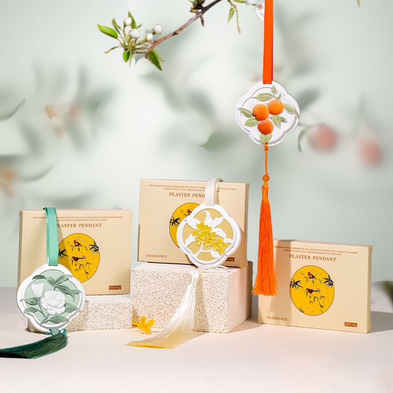 石膏香薰挂件家用室内衣柜清新留香国风浮雕大橘大利车载摆件