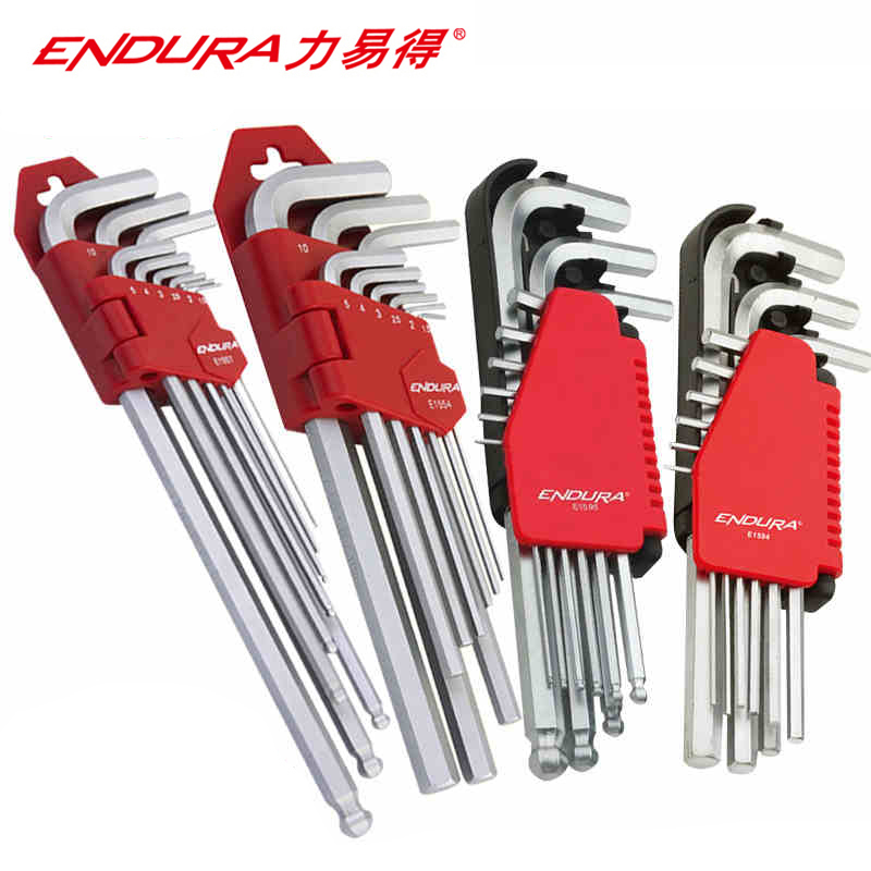 力易得(ENDURA)9件套公制特长球头内六角扳手 内六角扳手组套 E1597
