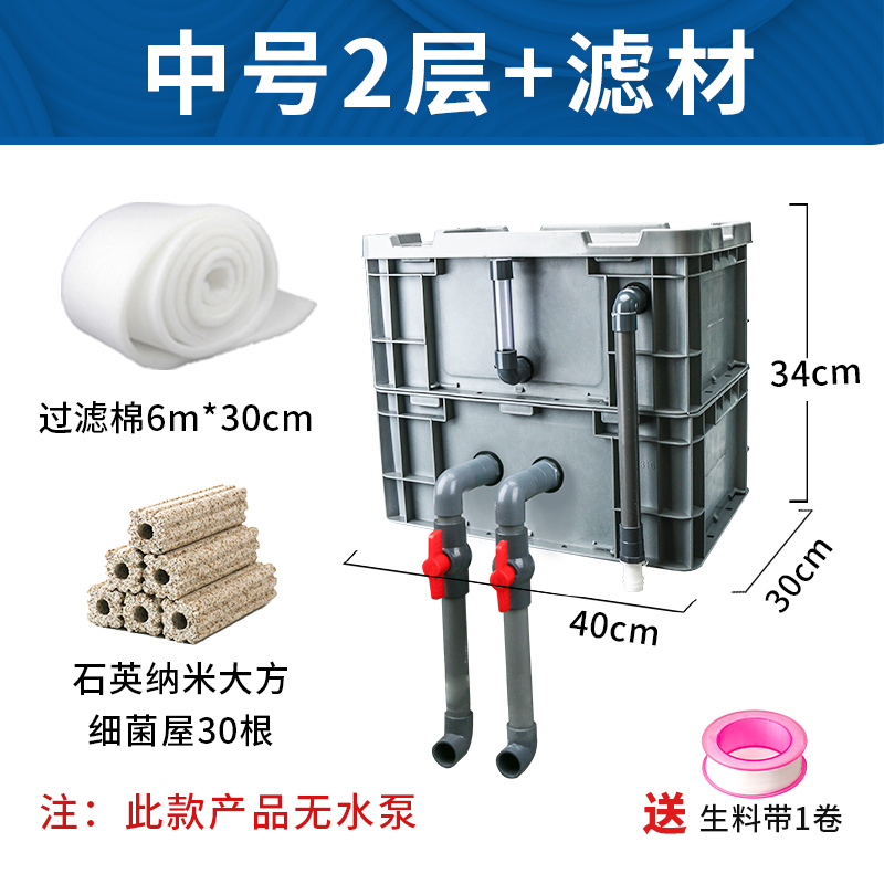 周转箱过滤箱鱼缸过滤器滴流盒上置过滤盒外置鱼池水循环系统 diy