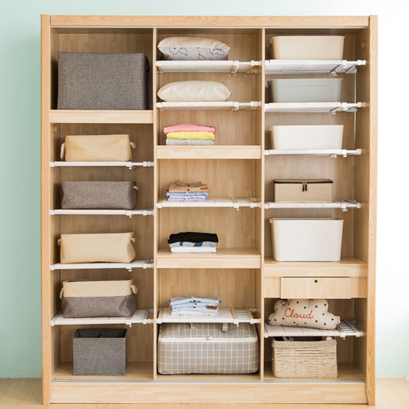 衣柜内伸缩隔板多功能分层架免钉收纳隔层塑料置物架隔断层架伸缩3040