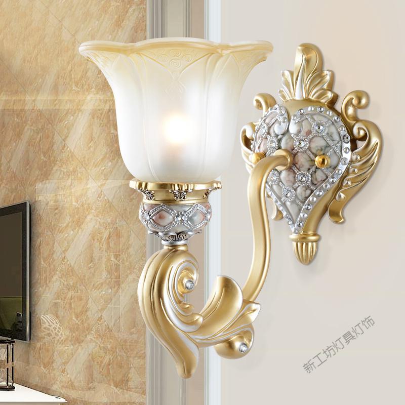 苏宁放心购 欧式壁灯床头复古卧室过道灯创意客厅简欧过道灯具楼梯镶钻灯饰高清大图
