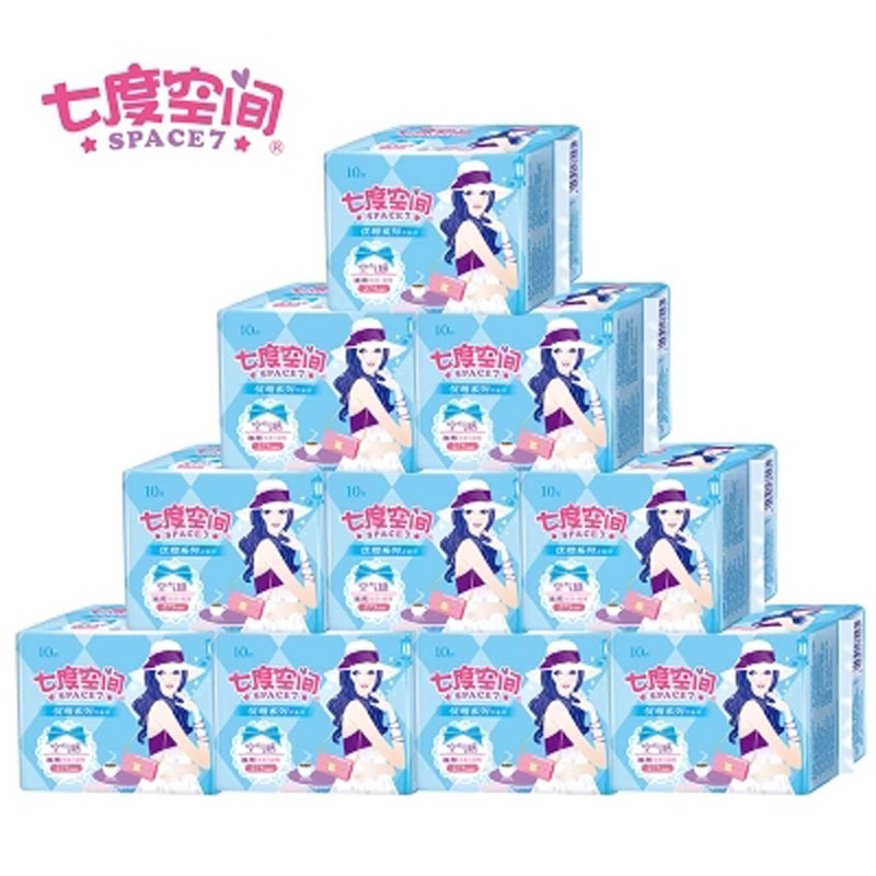 七度空间 QUC8210 优雅夜用卫生巾 丝柔275mm*10片 24包/箱