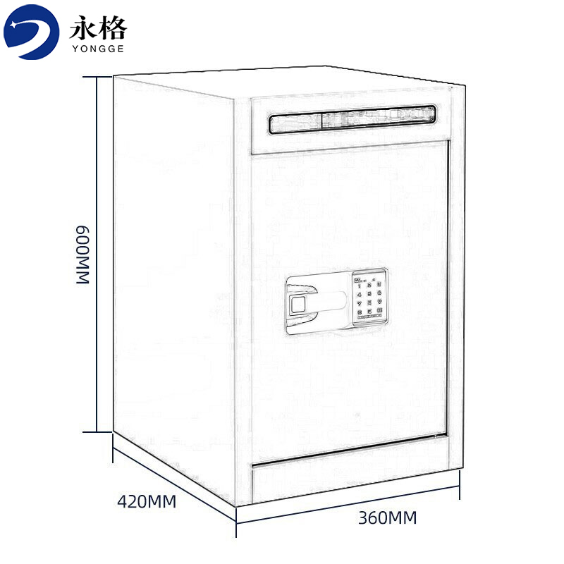 永格待销柜保密柜文件柜铁皮柜保密文件回收箱智能密码锁档案储物柜含网篓钢制防盗柜灰白色420*360*600mm