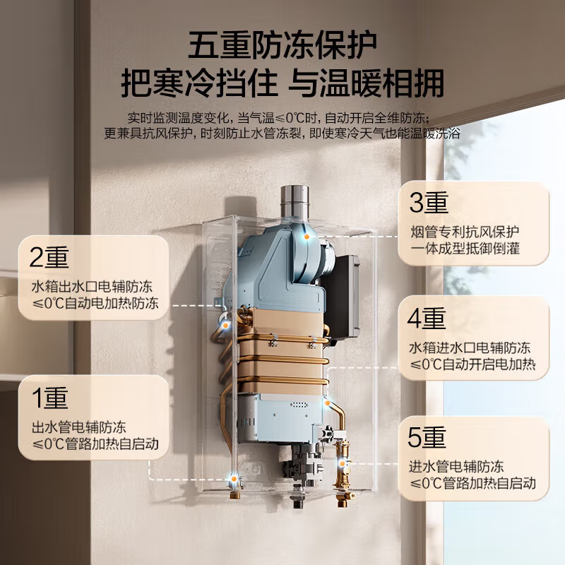 老板(Robam)[新品云小暖]16升燃气热水器天然气节能省气智能恒温降噪低水压启动JSQ31-HT301A-16高清大图