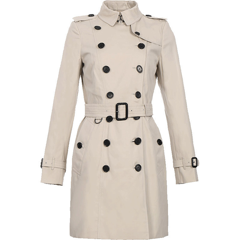 burberry博柏利女款棉质切尔西版型中长款trench风衣