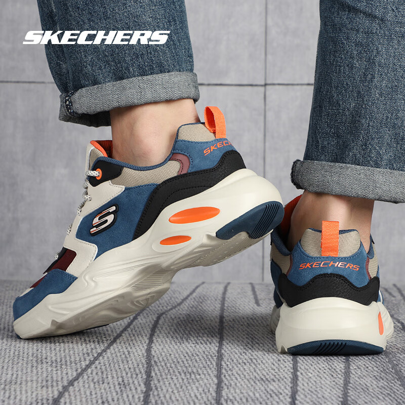 斯凯奇(Skechers)男鞋2023新款春季轻便减震休闲鞋男厚底增高老爹鞋男百搭运动鞋 237236-NVMT 44