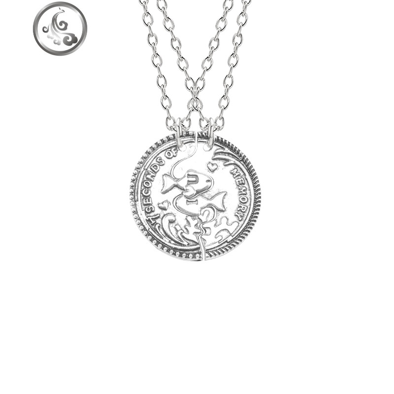 男女学生姐妹闺蜜友谊彩虹拼接情侣项链一对便宜生日二人款 JiMi 鱼生有你项链一对2条