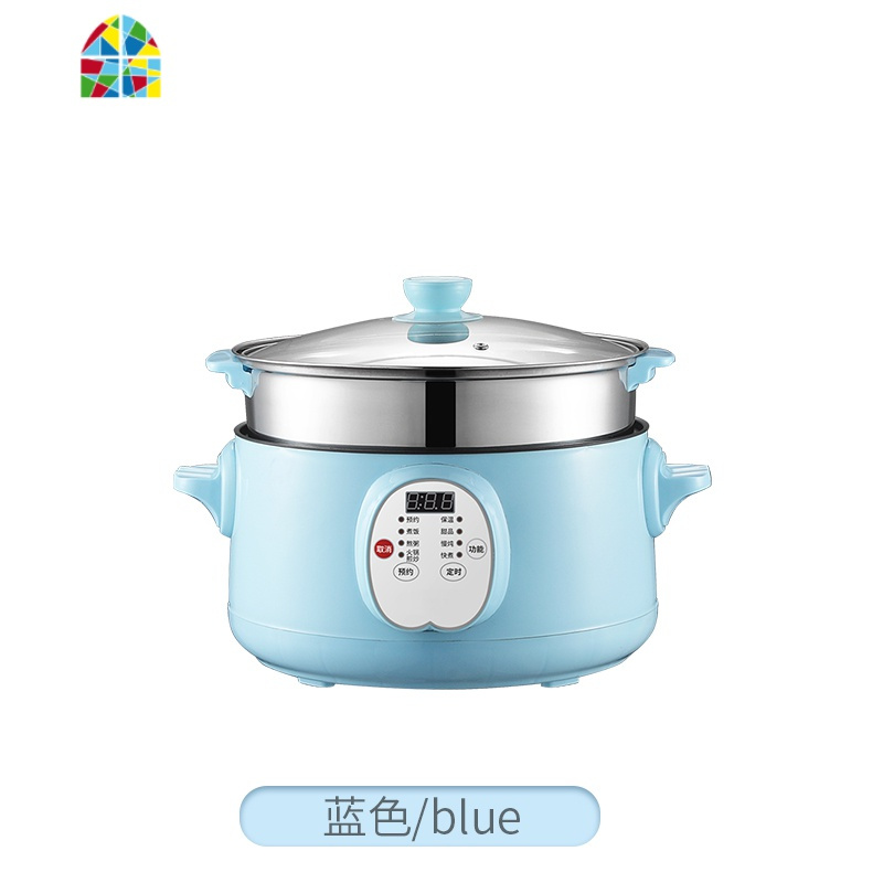智能预约家用电蒸锅多功能大容量多层蒸笼蒸格自动断电火锅一体锅 FENGHOU 天蓝色24cm(智能版)单层蒸格